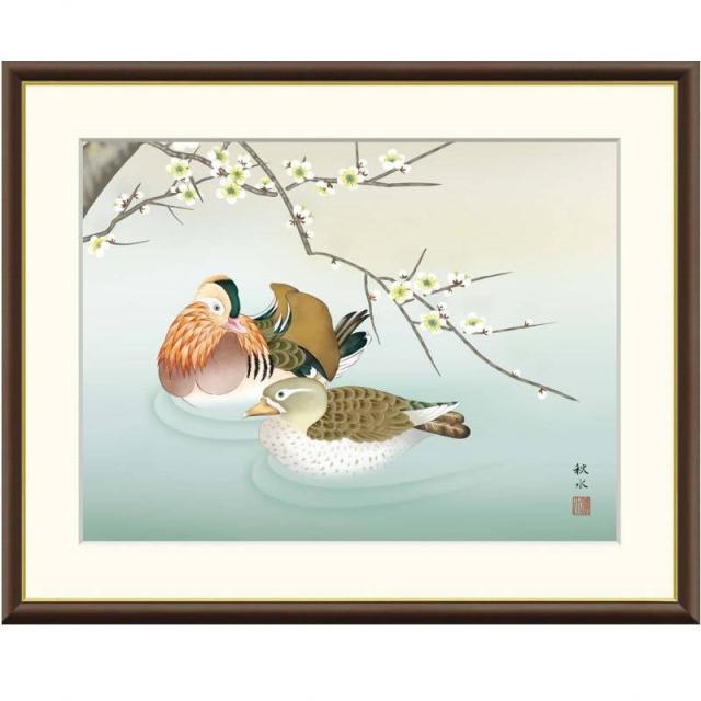 額絵 浮田秋水 梅に鴛鴦 f8サイズ 現代日本画シリーズ 季節の名鳥 gk-a5-j4a007-f8（p145） （J4-A007/f8）