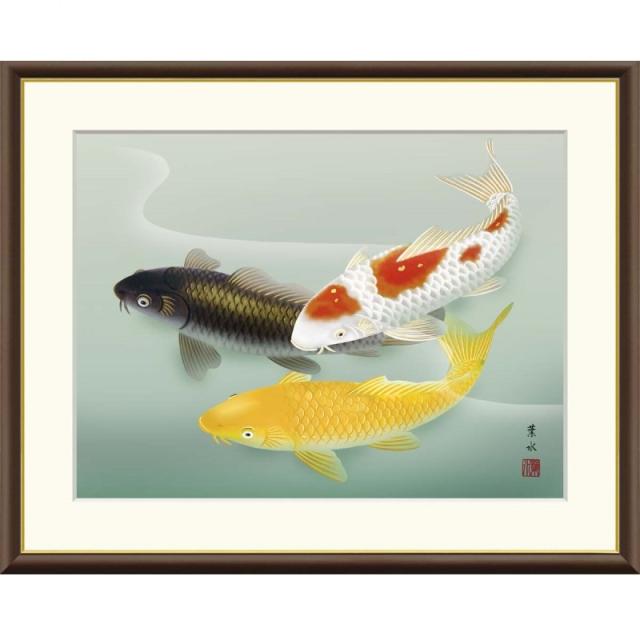 額絵 緒方葉水 遊鯉 f8サイズ 現代日本画シリーズ 麗水の彩魚 gk-a5-j4a018-f8（p147） （J4-A018/f8）