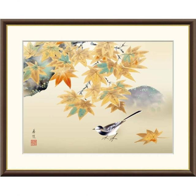 種類3：f8 額絵 西尾香悦 紅葉に小鳥 f8・f6・f4サイズ 現代日本画