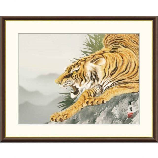 高精細デジタル版画 額装絵画 日本画 縁起画 井原蒼竹作 「だるま」 F4