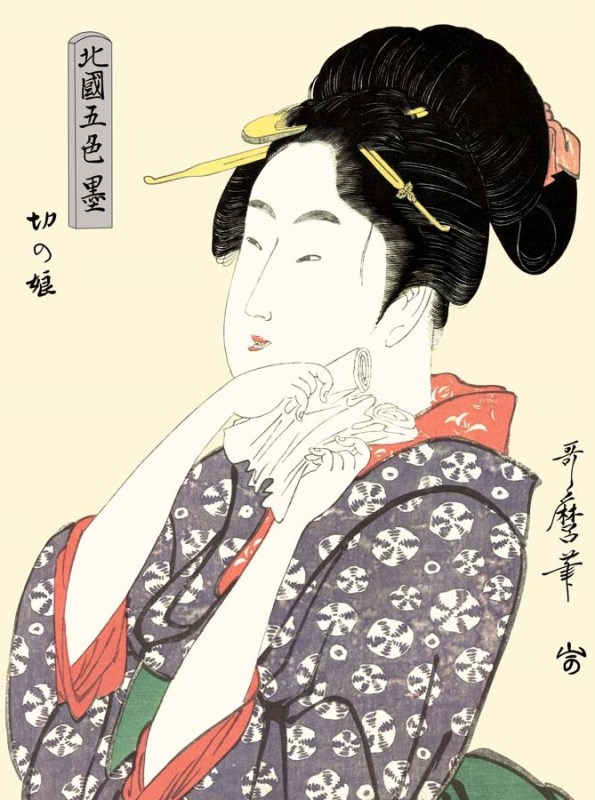 額絵 喜多川歌麿 切の娘 f8サイズ 浮世絵シリーズ 美人画 gk-a5-j5g009-