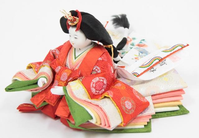 雛人形 親王平飾り 小出松寿 おぼこ雛 四寸 黄櫨染 hn191 hs1624 幅69cm 押し花屏風 春告げ桜 (24hina-ya-to1652) ひな人形 雛祭の通販は