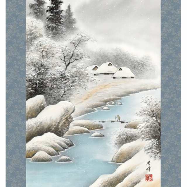 掛け軸 高精細巧芸画 純国産掛け軸 山水画 小林 秀峰 「清風情景」 尺五 オニックス風鎮 防虫香サービス  :SK-KZ2B4-26B:東欧商事株式会社 2 - 通販 - Yahoo!ショッピング - 楽器、手芸、コレクション