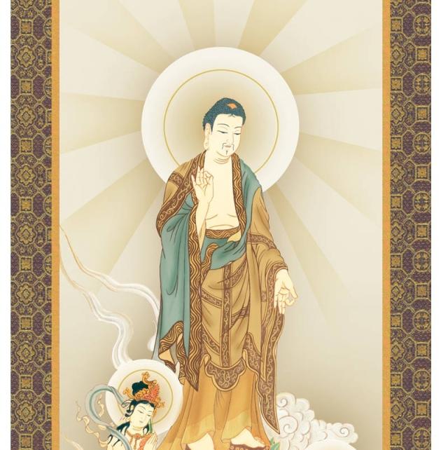 掛軸 [仏事画] 【阿弥陀三尊佛】 [尺五] [大森宗華] [KZ2E1-K135](代引き