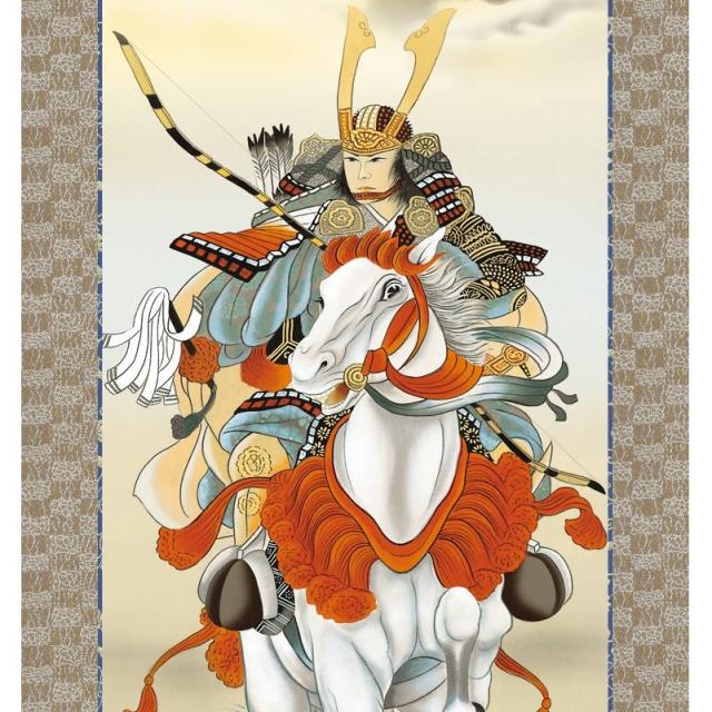 掛軸 行事飾り端午の節句画 武者 白馬武者 尺三 長江桂舟 [KZ2MF2-081