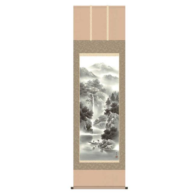 掛軸 [山水画] 【蒼山水明】 北山歩生 尺五 [H30B2-008]【代引き