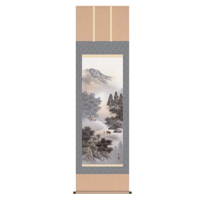 掛軸 [山水画] 【閑雅悠景】 長江桂舟 尺五 [H30B2-027]【代引き不可】の通販は