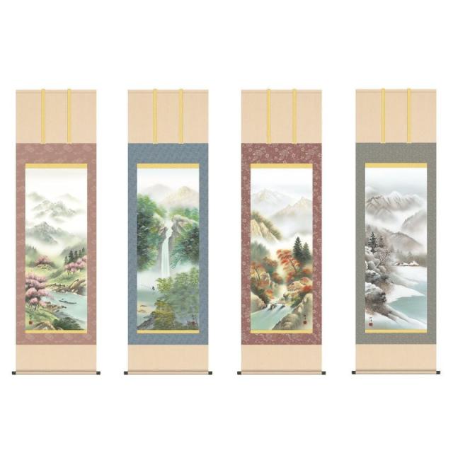掛軸 日本画 山水画 田口紅洋 四季幽厳 (しきゆうげん) 尺五 (KZ3B4-19セット) (代引き不可)の通販は