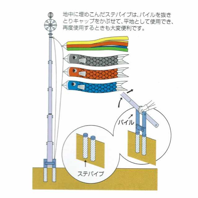 鯉のぼり用 ハイパワーポール 6号 3m鯉用 （kn-p-0306） 日本の伝統文化 こいのぼり