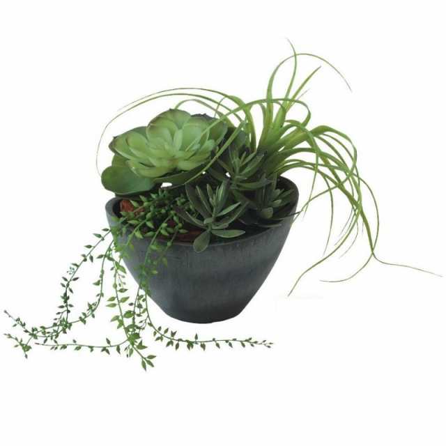 人工観葉植物 エケベリア MIX ポット付き 高さ18×長さ25cm （P114-99515) （代引き不可） インテリアグリーン フェイクグリーン