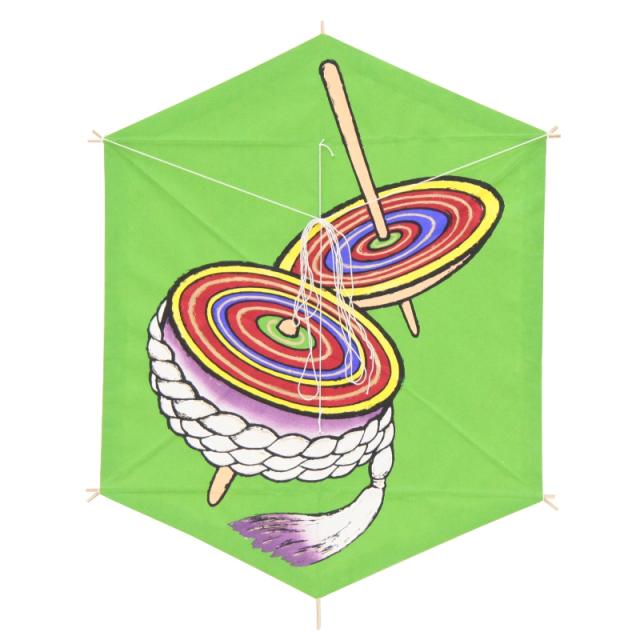インテリア 手描き和凧 六角凧 約縦60×横48cm【福-127イ】独楽絵 お正月飾り 壁掛け可・飾凧 日本の伝統の通販は 5,670円