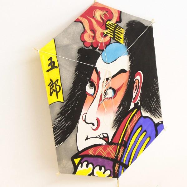 インテリア 手描き和凧 六角凧 約縦60×横48cm【ロ-16ロ】歌舞伎絵 五郎 お正月飾り 壁掛け可・飾凧 日本の伝統の通販は