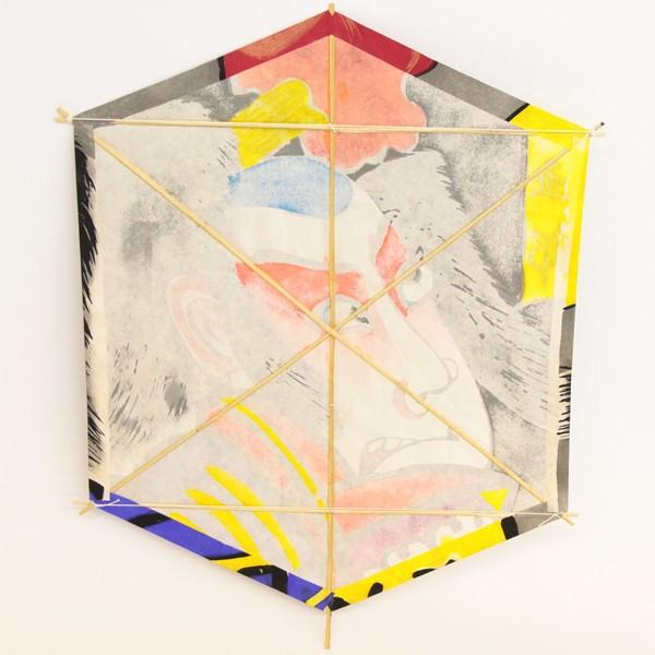 インテリア 手描き和凧 六角凧 約縦60×横48cm【ロ-16ロ】歌舞伎絵 五郎 お正月飾り 壁掛け可・飾凧 日本の伝統の通販は