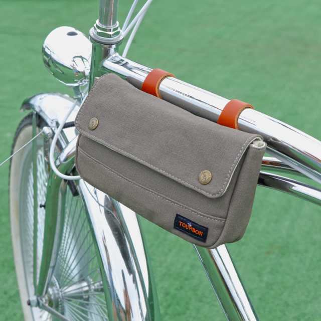 TOURBON フロントバッグ 自転車 ハンドルバッグ 軽量 コンパクト フレームバッグ バイク (グレー)