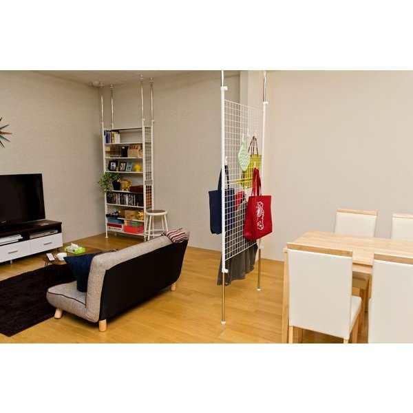 つっぱり式パーテーション 64cm幅 BK/WH つっぱりパーティション