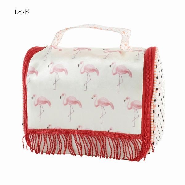 ポーチ レディースバッグ レディースファッション フラミンゴ 吊り スパバッグ プリント生地 フリンジ 派手すぎない フック付 旅行 ジムの通販は 6,160円