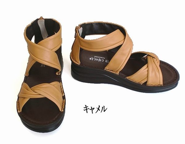 サンダル レディースシューズ レディースファッション 靴 夏商品 本革 後ろファスナー ブーサン S M L LL 5色展開 こだわり 日本製 夏