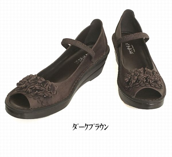 パンプス レディースシューズ レディースファッション 靴 フラワーモチーフ オープントゥー 22.0 24.5 8色展開 フォーマル 楽ー快適 【送料無料】_1