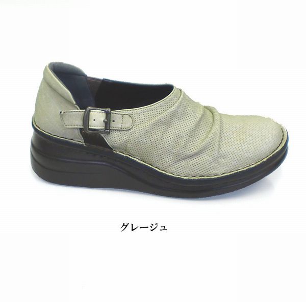 パンプス レディースシューズ レディースファッション 靴 本革 パンチング 快適シューズ 22.0 24.5 快適 スリッポンシューズ 【送料無料】_3