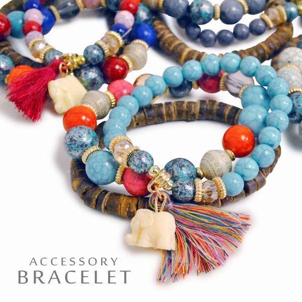 ブレスレット レディースアクセサリー アクセサリー ファッション 可愛らしい ゾウチャーム エスニック ウッドビーズ 異素材 3本セットの通販はau Pay マーケット Tre Fiore