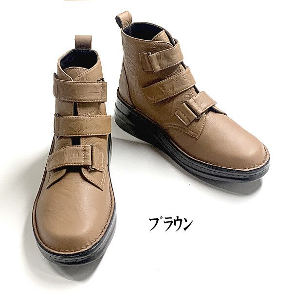 ブーツ レディースシューズ レディース流行り物 靴 本皮ギャザ入り口・入口原料品 ストラップベルトブーツ 神通力磁気テープ止 トリプル胴締め 【貨物輸送無料】