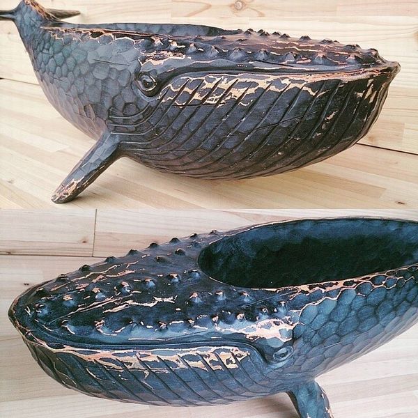 オブジェ 置き物 インテリア雑貨 家具 インテリア 海の生き物シリーズ ザトウクジラ オーナメント 特大 木彫の風合い 存在感 躍動感 【送料無料】