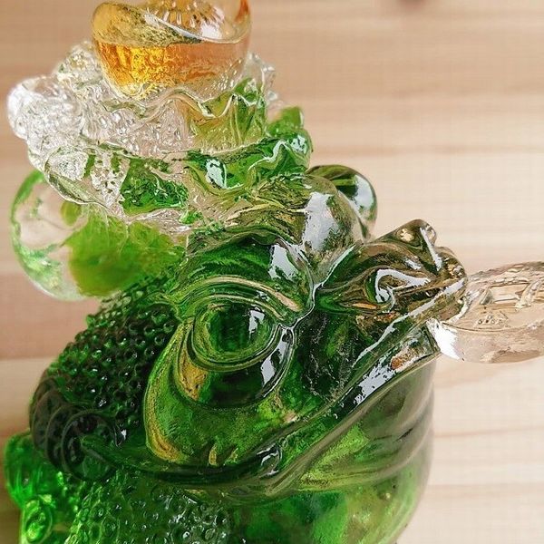 オブジェ 置き物 インテリア雑貨 家具 インテリア 瑠璃ガラス 開運 銭蛙 工芸品 オーナメント 昔ながらの製法 手作り 縁起物 三本足の蛙の通販は