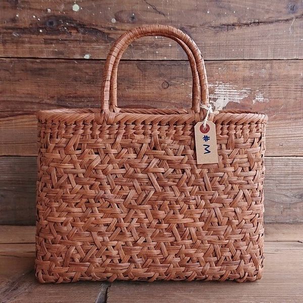 かごバッグ レディースバッグ レディースファッション 山葡萄 籠バッグ 内布付き #1478 乱れ編み 樹皮編みあげ 非常に丈夫 中型