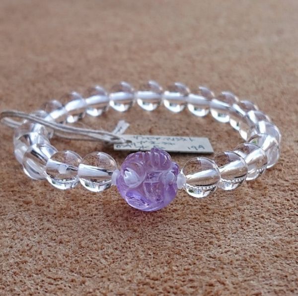 ブレスレット レディースアクセサリー アクセサリー ファッション ガネーシャ ザンビア産アメジスト 水晶 クリア仕上げ ビーズ 手彫りの通販は 5,580円