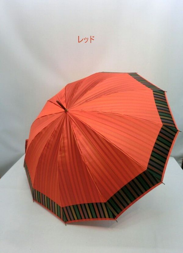 雨傘 傘 ファッション小物 レディースファッション 長傘 婦人 甲州産 先染 朱子格子生地 日本製傘 12本骨 和風 手開き傘 日本製 艶感