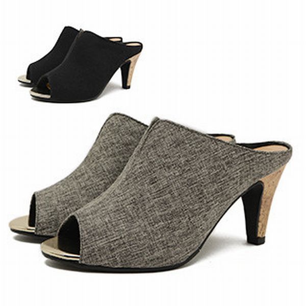 サンダル レディースシューズ レディースファッション 靴 サボミュール コルク調プリントヒール 夏らしい 軽やかな足元 つま先開いたの通販は