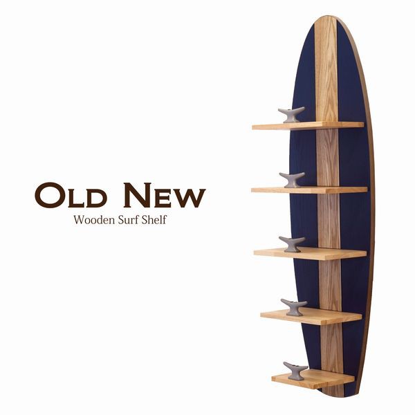 ウォールシェルフ ラック シェルフ 本棚 家具 インテリア Old New ウッデン サーフ シェルフ5 アメリカン雑貨 SURF ボードモチーフ