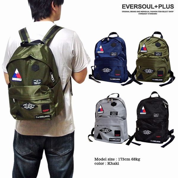 リュックサック デイパック メンズバッグ メンズファッション ユニセックス 便利 多数ワッペン センス良いデザイン ナイロンデイパック