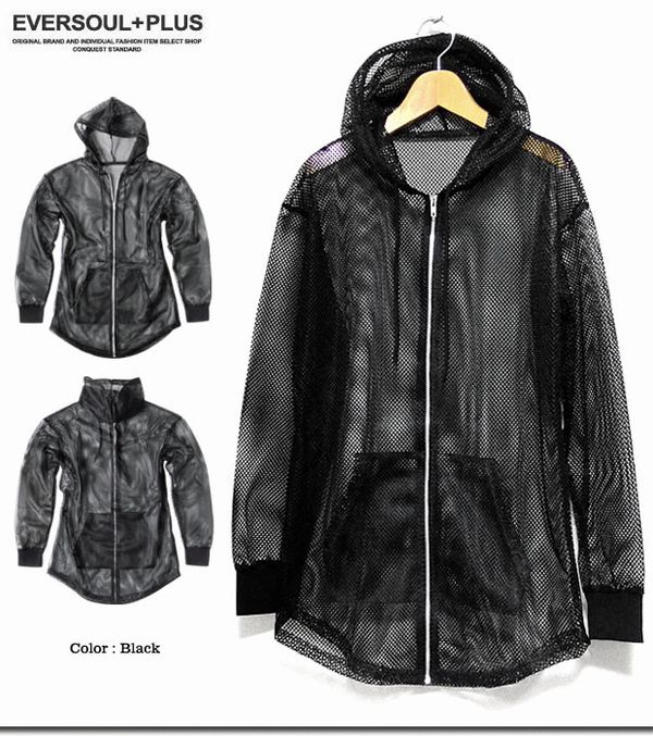 パーカー トップス メンズファッション シースルーメッシュ アヴァンギャルドデザイン レイヤード レイヤードアレンジ 色々遊べる