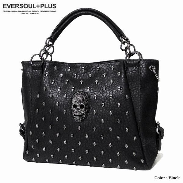 ショルダーバッグ レディースバッグ レディースファッション スカル デコレーション 多数スタッズ ラグジュアリー ロックテイスト満点