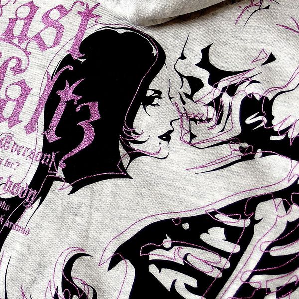 パーカー トップス メンズファッション 柔らかい生地 着心地抜群 エロかっこいい スカルガール 大胆プリント 裏起毛ジップパーカー 杢調 パーカー トップス メンズファッション 柔らかい生地 着心地抜群 エロ