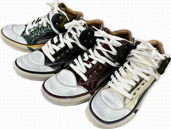 スニーカー メンズシューズ 紳士靴 メンズファッション 靴 エナメル カジュアルスニーカー ユーズド加工 GR7003 職人が1足ずつ加工