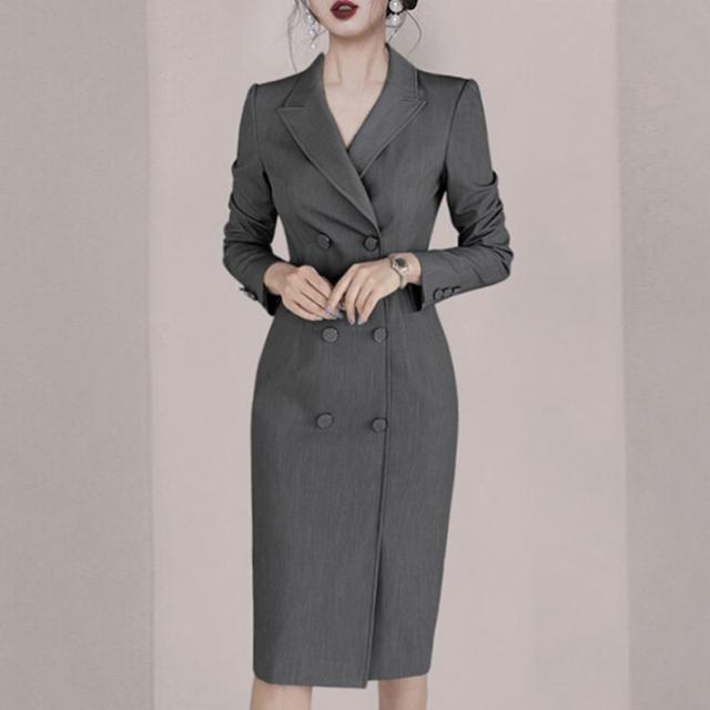 ワンピース レディース ロングスカート タイトスカート トレンチワンピース 膝丈 ひざ丈 ロング ロング丈 袖あり 長袖 Vネック 襟付き スリム タイト 細身 ストレート Iライン かわいい 大人可愛い きれいめ シンプル 大人 上品 おしゃれ お洒落 かっこいい レトロ バブリーの通販は