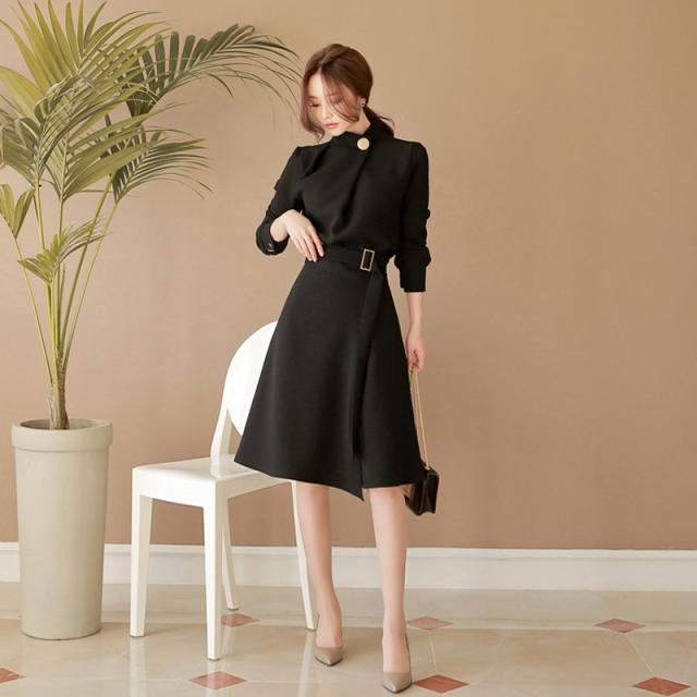 ワンピース ショート ショート丈 袖あり 長袖 ハイネック 細身 ストレート かわいい 大人可愛い きれいめ 大人 上品 おしゃれ お洒落 レトロ アジアン エキゾチック 大人可愛い 大人女子 こなれ感 個性的 存在感 無地 春 夏 秋 10代 20代 30代 レディース OL 学生 デートの通販は 5,042円