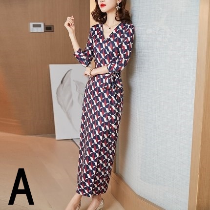 新作 レディース ワンピドレス ロング ロング丈 7分袖 七分袖 Vネック スリム 細身 ウエストリボン スリット サイドスリット きれいめ 大人 上品 おしゃれ お洒落 柄 ヒョウ柄 春 夏 秋 二次会 10代 20代 30代 レディース 女性用 パーティー M L XL 2XL 3XL 色展開 黒の通販は 9,080円