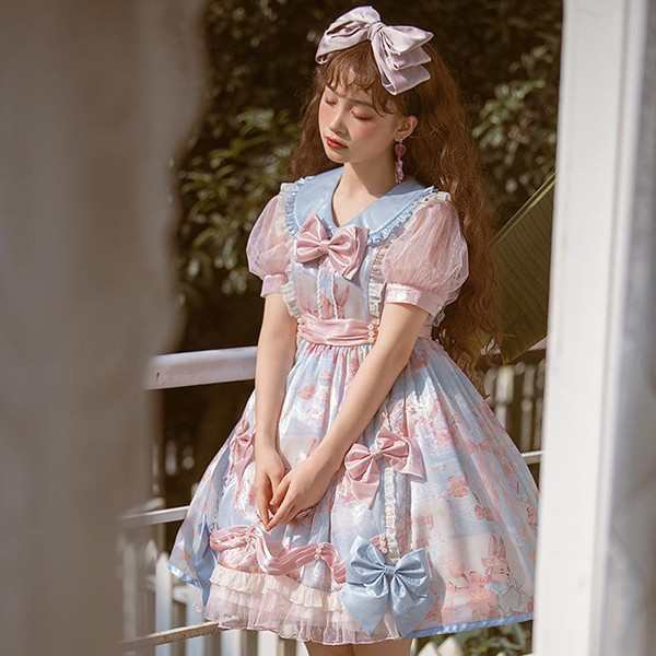 ロリータ サクラキャンディー ワンピース Lolita OP 長袖 通販 文化祭 学園祭 コスプレ衣装 ゴスロリ ゴシック