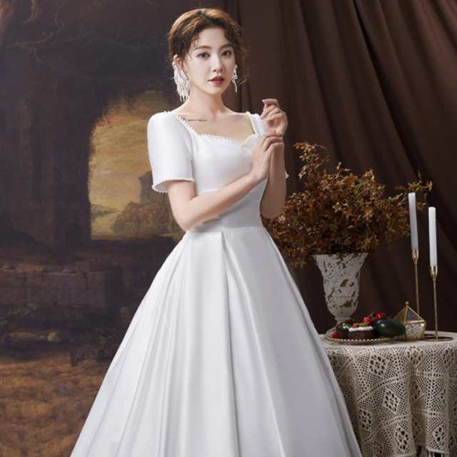ウエディングドレス 結婚式 二次会 エンパイア ウエディング ドレス 花嫁 ウェデイングドレス エンパイアライン エンパイアドレス セルフの通販は