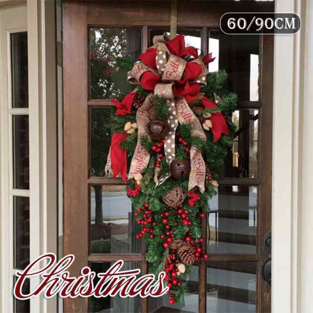 クリスマスリース 玄関 外 飾り 90cm 60cm 大きい クリスマススワッグ 