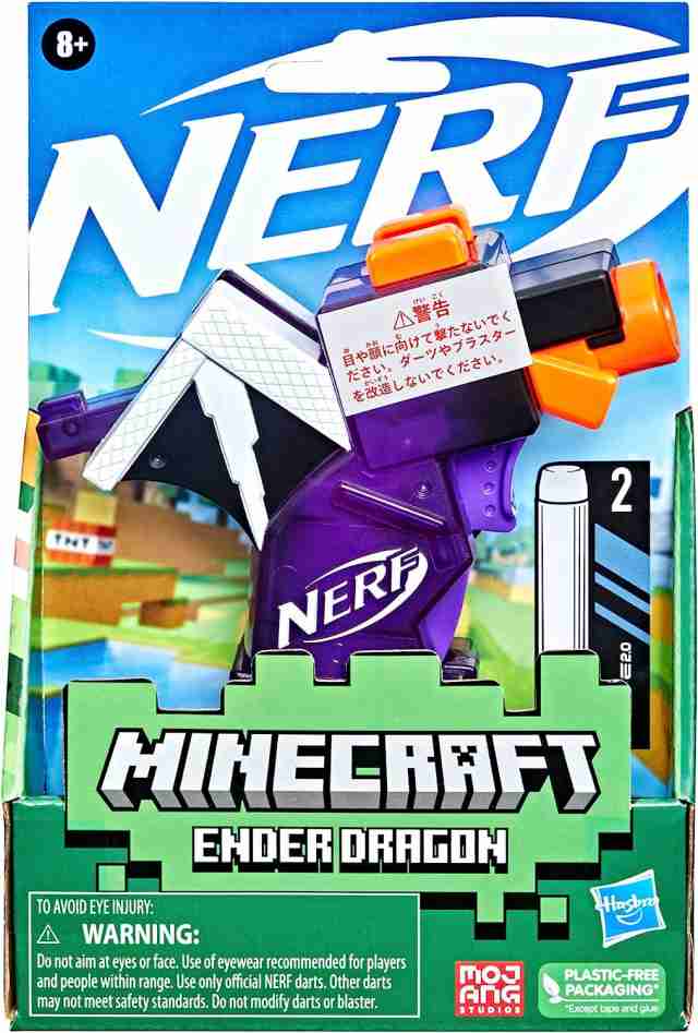 NERF MicroShots Minecraft Ender Dragon Mini Blaster, Minecraft Dragon Mob  Design, Includes 2 Official Elite Darts, Priming Handle