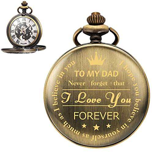 ManChDa Engraved Pocket Watch for Dad Papa Father Daddy