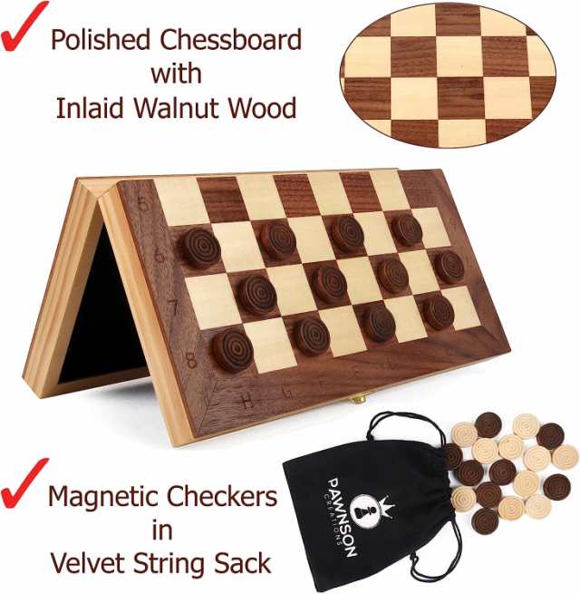 ボードゲーム 英語 アメリカ Magnetic Wooden Chess Checkers Set for