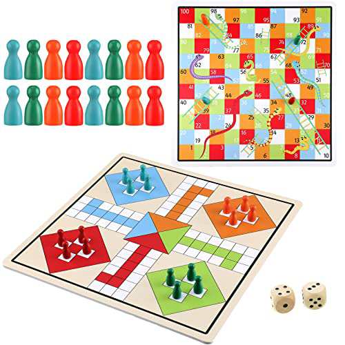 ボードゲーム 英語 アメリカ 2 in 1 Snakes and Ladders, Ludo Game