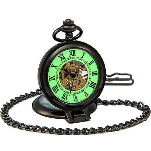 SEWOR Mens Luminous Dial Hand Wind Mechanical Pocket Watch with