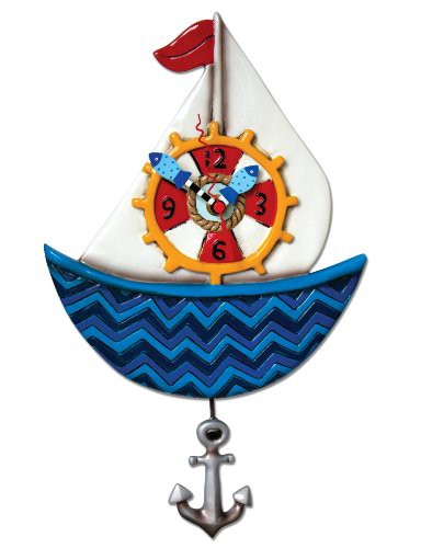 壁掛け時計 振り子時計 インテリア Allen Designs Ahoy Sailboat Clock