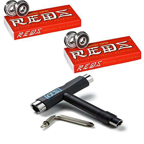 ベアリング スケボー スケートボード Bones Super Reds Bearings with CCS Skateboard Tool (2 Pack  販売中の商品